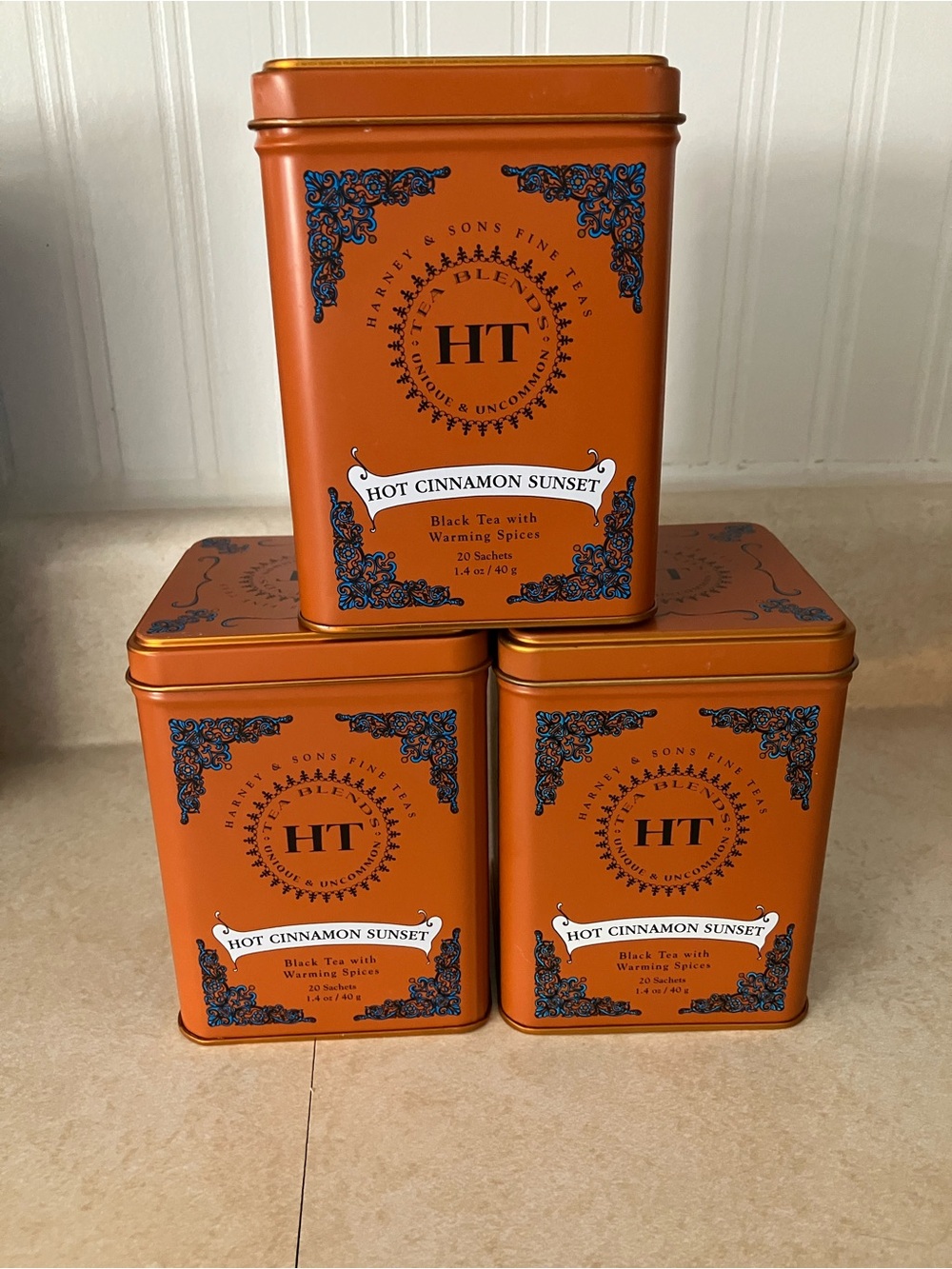 HT Hot Cinnamon Sunset Tea Tin - Orange